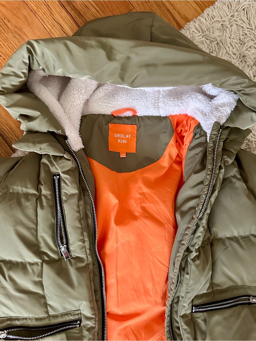 Kids Unisex Orolay green winter puffer coat - Picture 3 of 7